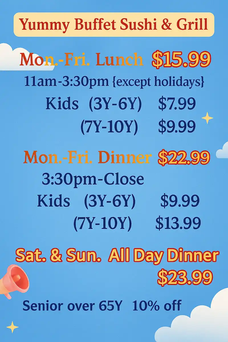 Lunch and Dinner Buffet Price List